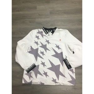 LRG  THE GLORY V-NECK PULLOVER WINDBREAKER WHITE/GREY SIZE MEDIUM MENS NEW